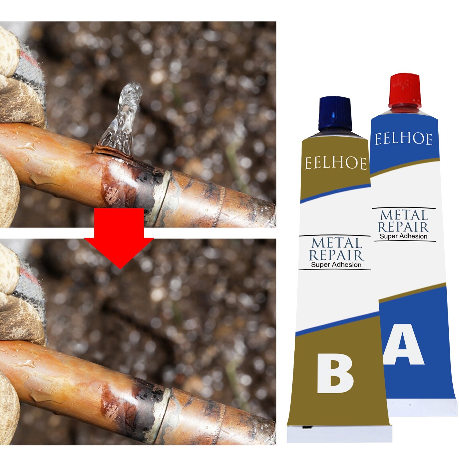 type metal repair glue 80g for industrial-heat resistance cold welding metal repair glue for cracks, fuel tank water pipes