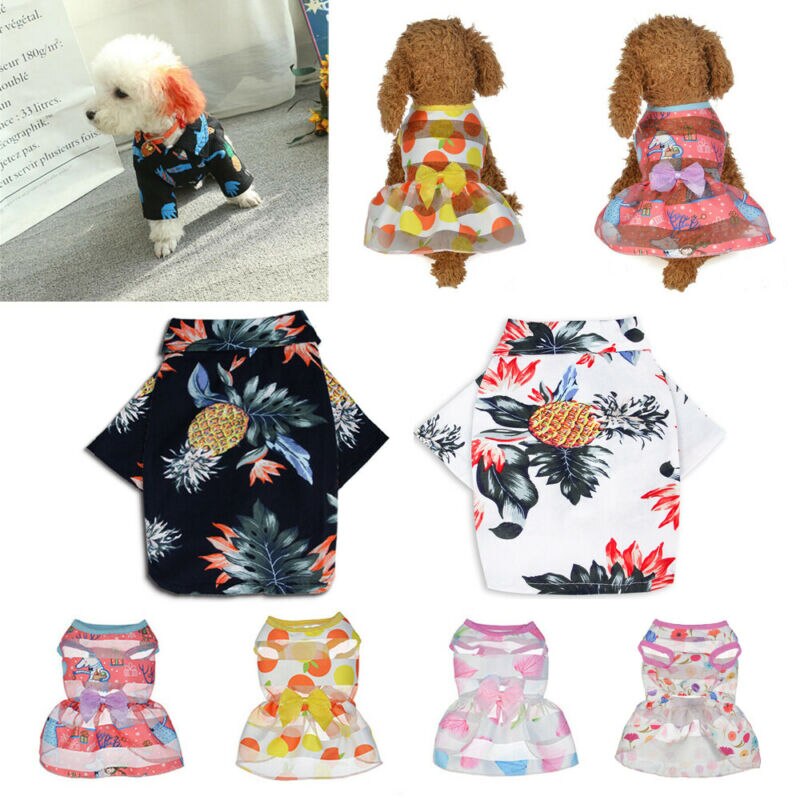 Zomer strand shirt hond print hawaii strand casual huisdier puppy reizen shirt blouse