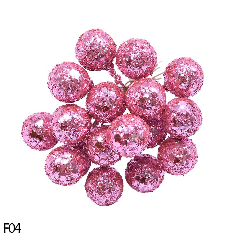 100 st konstgjorda glitter frukt ståndare körsbär små bär pärlor för bröllop gör själv blomkrans bröllopslåda dekoration: F04