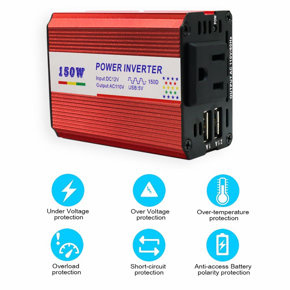 1 Set Dual USB Charger DC 12V to AC 220V Voltage Converter