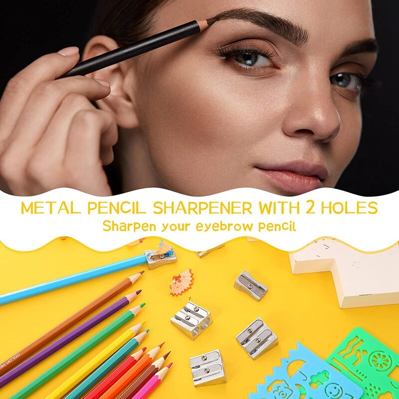 6 Pcs Metal Pencil Sharpeners, Single and Dual Hole Pencil Sharpeners Manual Art Sharpeners for Colored Pencils