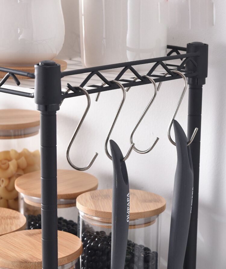 2/3 Layer kitchen storage organizer rack Kitchen supplies seasoning countertop corner storage stainless steel black