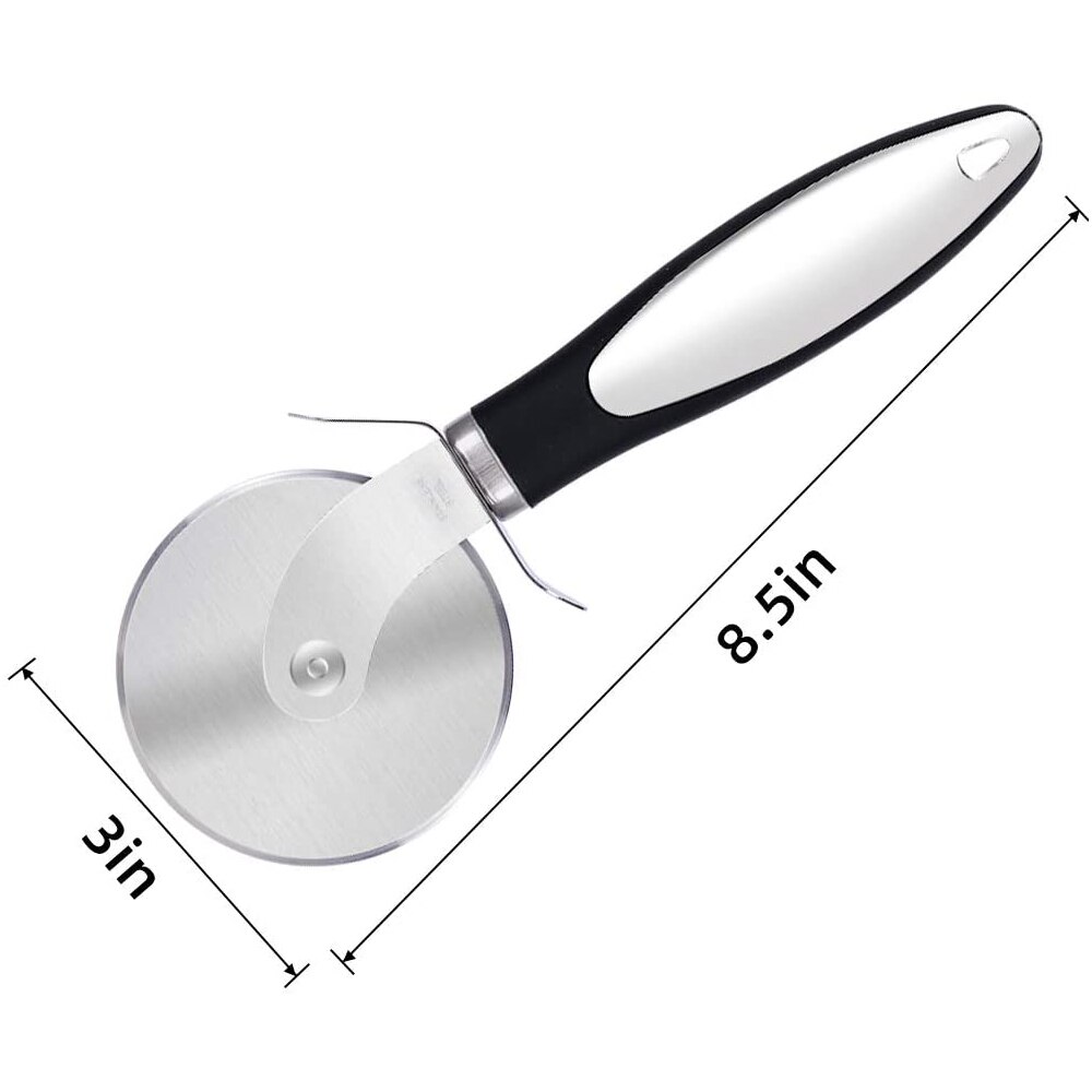 Folding Stainless Steel Pizza Peel 10 inch Pizza Peel, Baguette Transfer Peel Cake Lifter With Pizza cutter Wheel