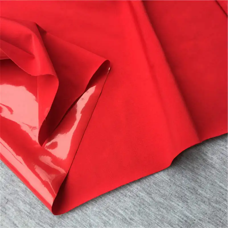 Shiny Glossy Soft Vinyl Patent Leather Fabric Elastic PVC Fabric Material for Dress Upholstery 140CM Wide Sold By Meter