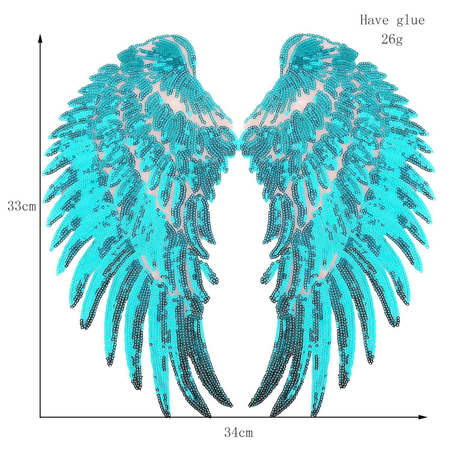 2pcs Angel wing Patches for Clothing Big Patches for Clothing Large Patch Sequin Patch Diy Patch Sequin Applique Iron On