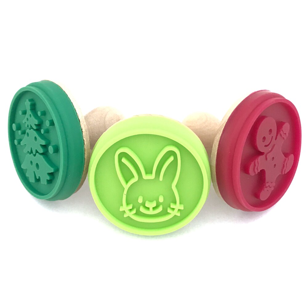 cookie seal stamp DIY pastry cake cookie moulds home made prints molds tools baking tools 1pc sillicone & wood 5 designs