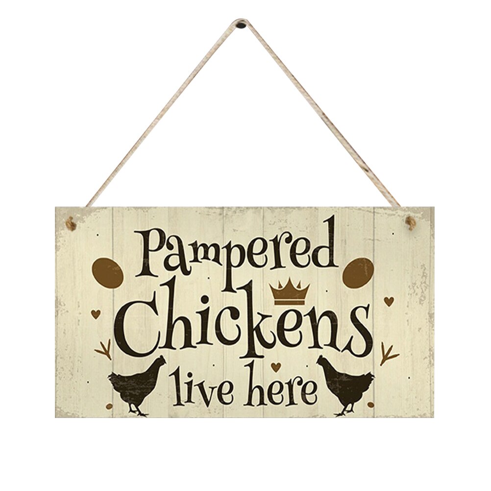 1 stk træ hønsegård hængeplader hønseskilte brevtryk hjem som billede indretning firkantet plakette hønsehøneskilt: C
