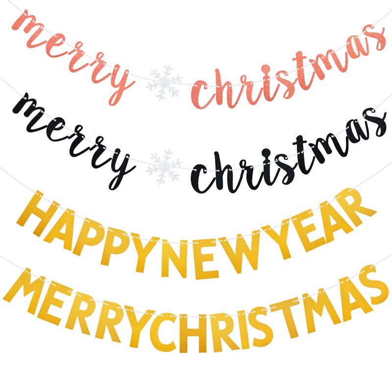 1pc guirlandes de bannières joyeux noël, bricolage, artisanat en papier, lettres multi-styles, décoration florale pour la maison, décoration suspendue de noël