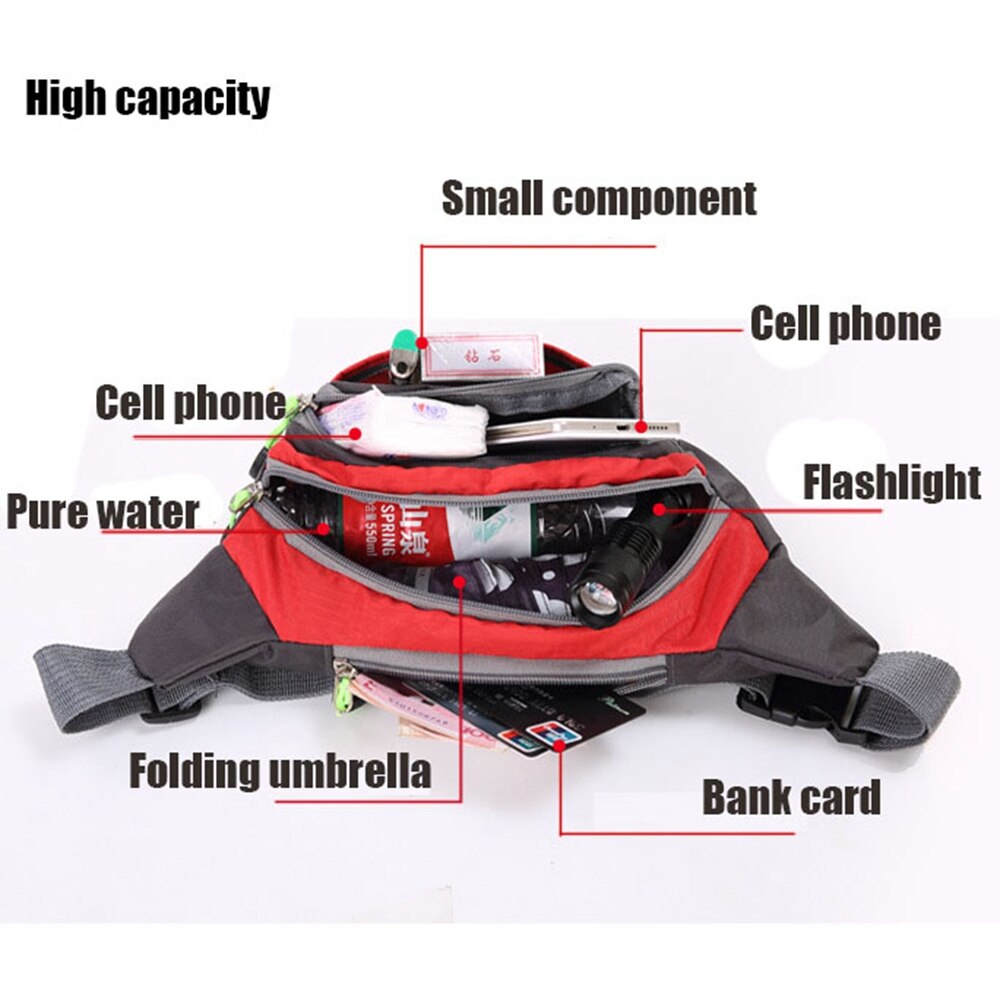 Men Women Travel Bum Bag Fanny Pack Waist Bag Zipped Outdoor Sports Shoulder Bag Pouch Waist Packs Ladies Waist Pack