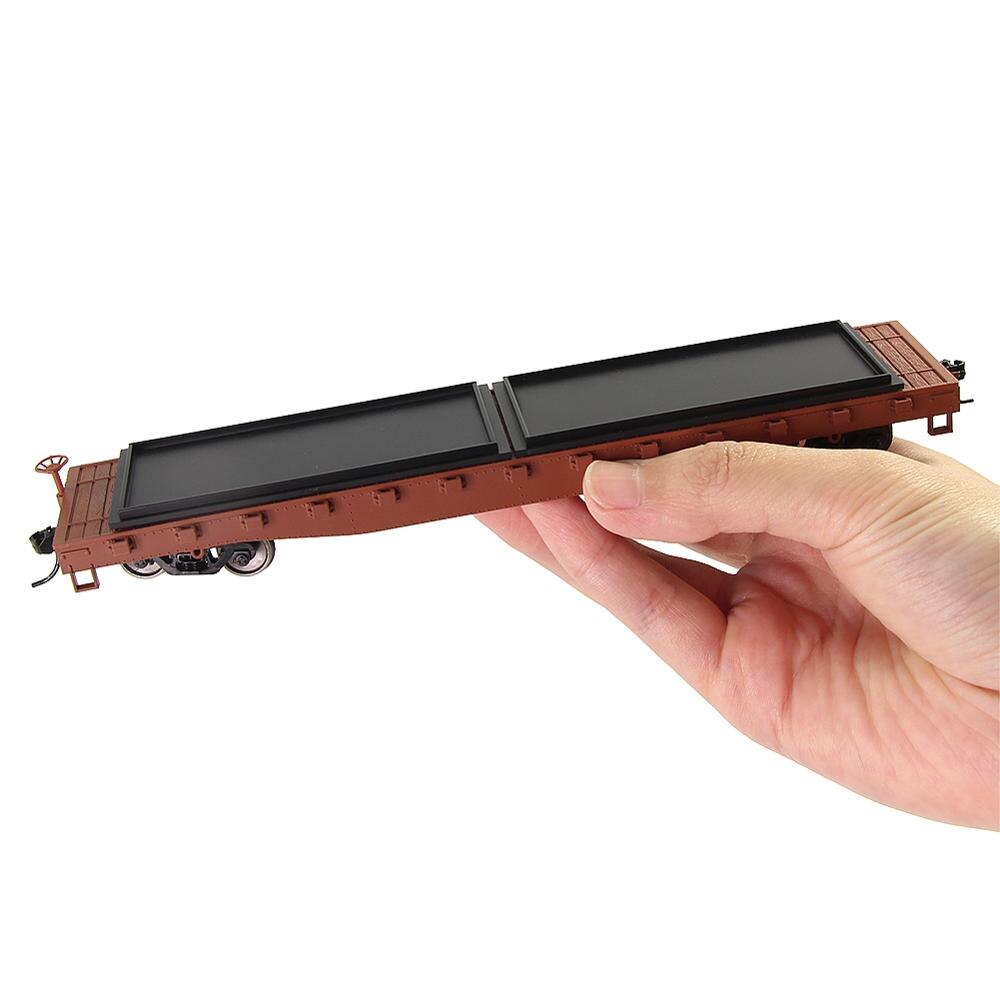 Transporteur de voiture plat 52 ", à échelle HO, 1 pièce, modèle 1/87, 52 pieds, conteneur de Train, transport de marchandises, 1 pièce C8741DS: Marron