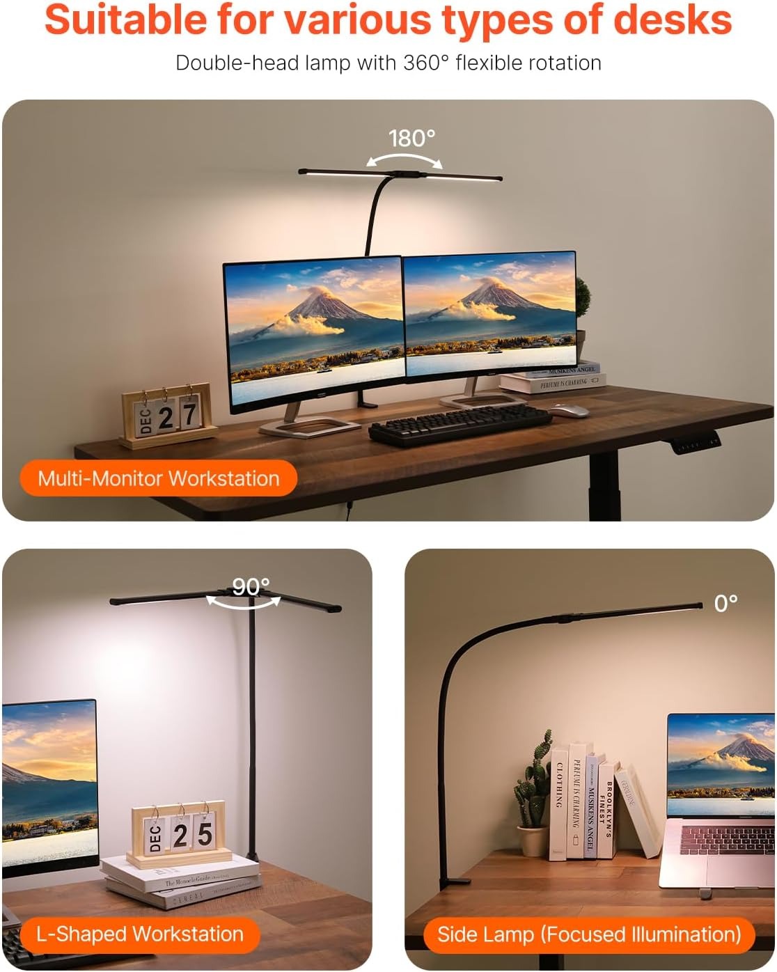 Lampada da tavolo con clip a LED a doppia testa Lampada da tavolo da architetto per illuminazione da ufficio domestico 3 modalità colore e 10 lampade da scrivania dimmerabili per proteggere gli occhi