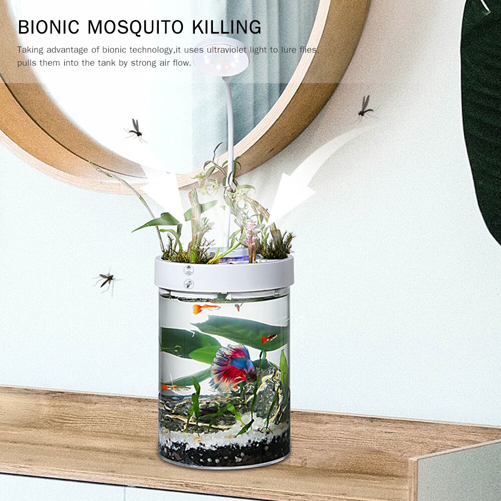 Pecera ecológica Ornamental, acuario multifuncional con función de matadero de mosquitos, decoración de poco ruido para la habitación del hogar y la Oficina