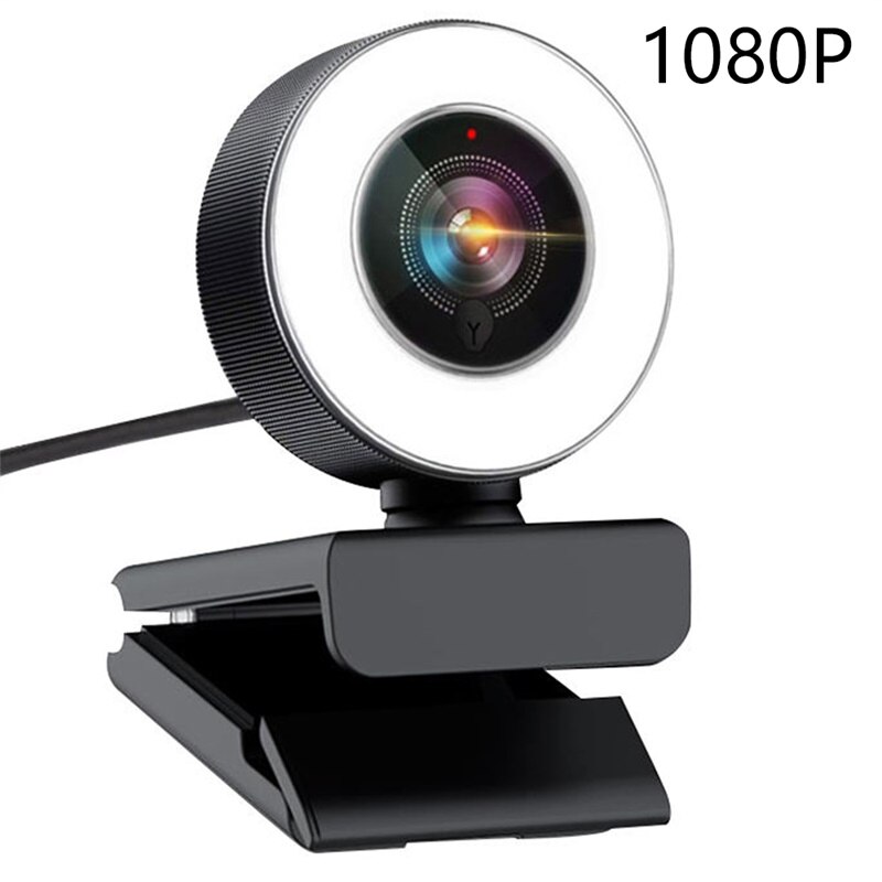 1080 P Konferenz autofokus PC Webcam Autofokus Ring Licht USB Netz Kamera Laptop Schreibtisch Für Büro Treffen Startseite Mic HD Netz Nocken: Schwarz 1080 P