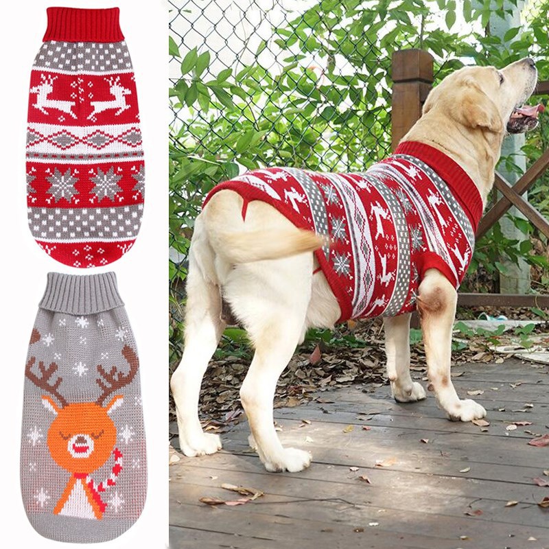 Chandails à rayures pour chiens, tricot d'hiver pour animaux de compagnie, pour chiens de taille moyenne et grande, vêtements de noël pour grands chiens, pulls Labrador, Costume