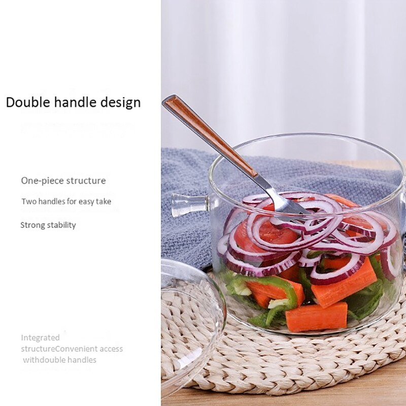 -Household Transparent Glass Soup Pot Kitchen Heat-Resistant Porridge Pot Home Glass Bowl Kitchen Cooking Tools