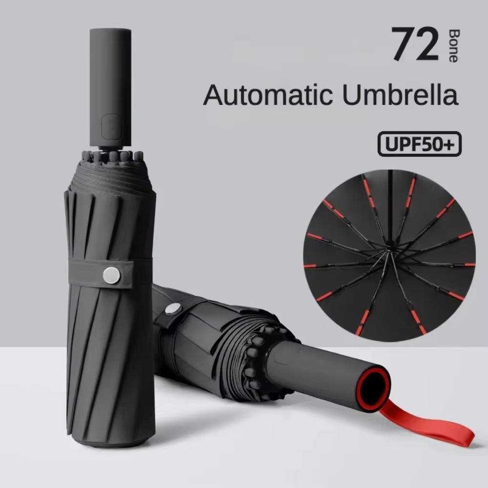 72 Bone Fully Automatic Umbrellas Reinforced UV Protection Umbrella Double Person Sunscreen Umbrellas Men'S Durable Rain Gear