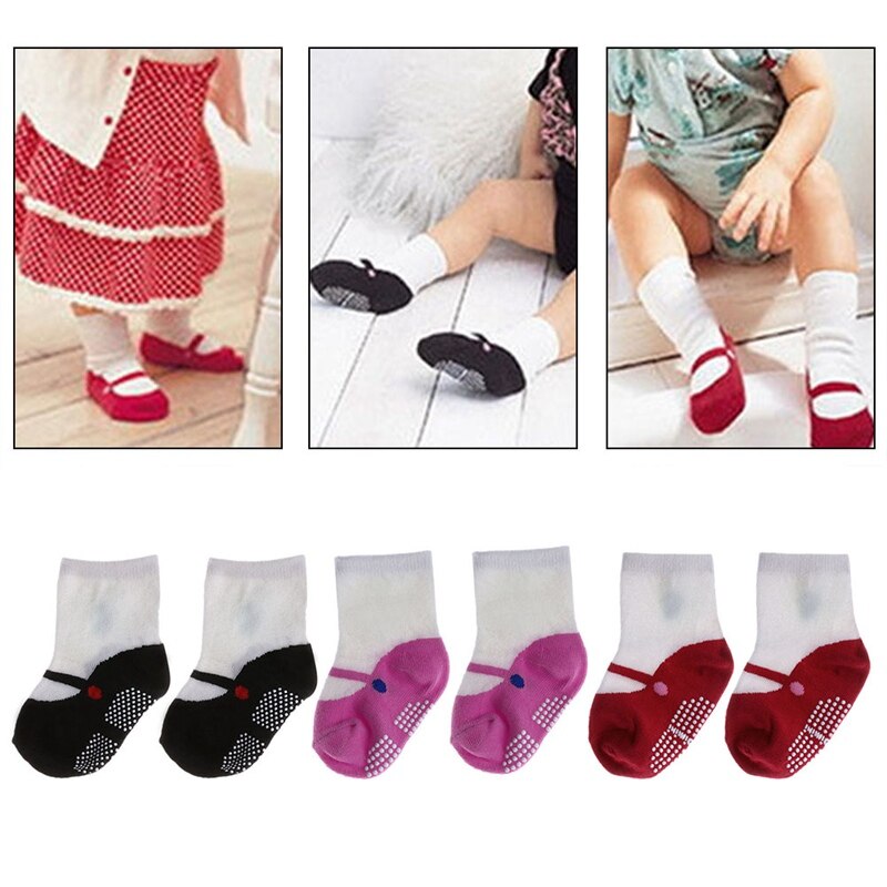 Calcetines de Ballet antideslizantes para niños y niñas de algodón para otoño y primavera, material de para niños y niñas