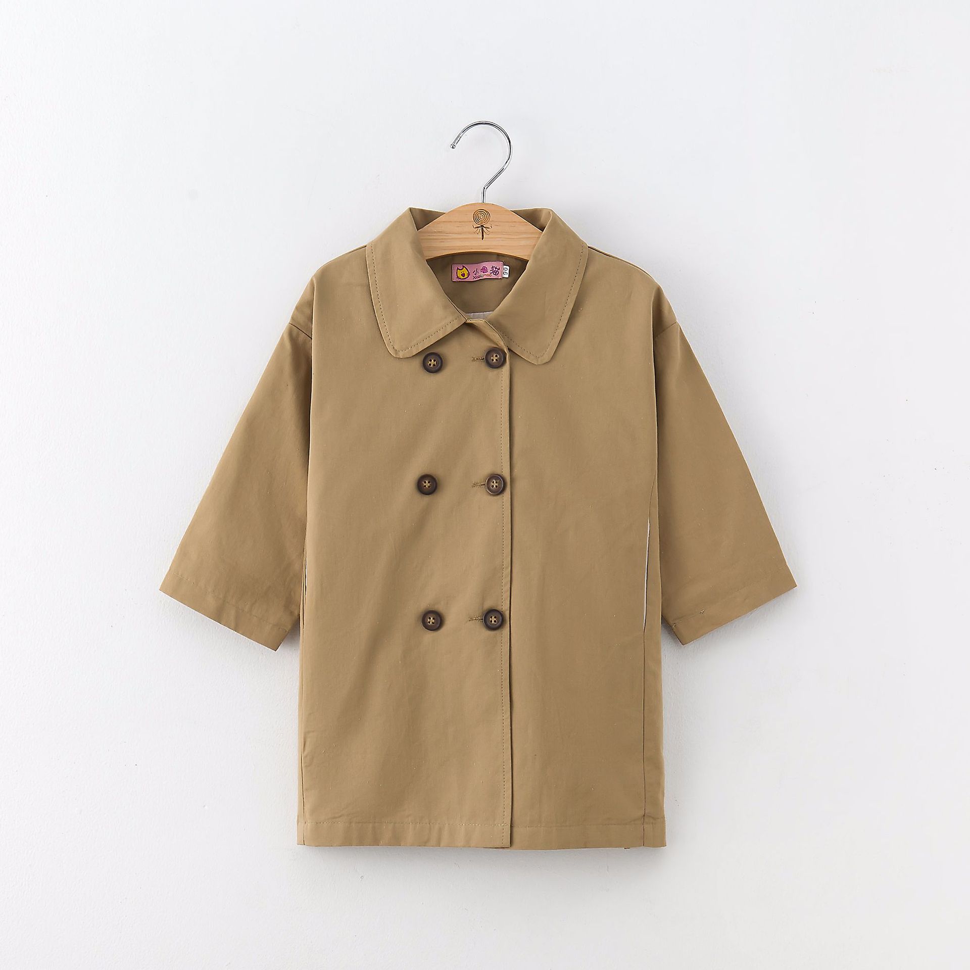 Chaquetas para niñas primavera cazadora para bebés otoño 2-6y niños lindo abrigo doble botonadura niños gabardina abrigo de calle chicas: Khaki / 24 meses