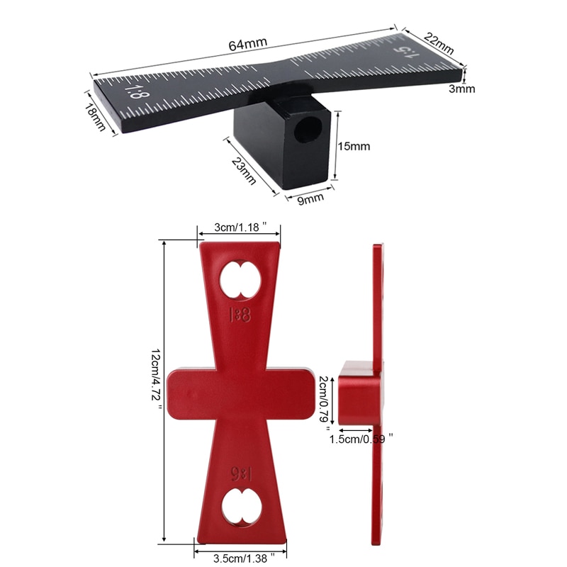 Dovetail Scribing Gauge Marker Woodworking Hardwood Gauge Measuring Tool Wood Aluminium Alloy Graduated Scales