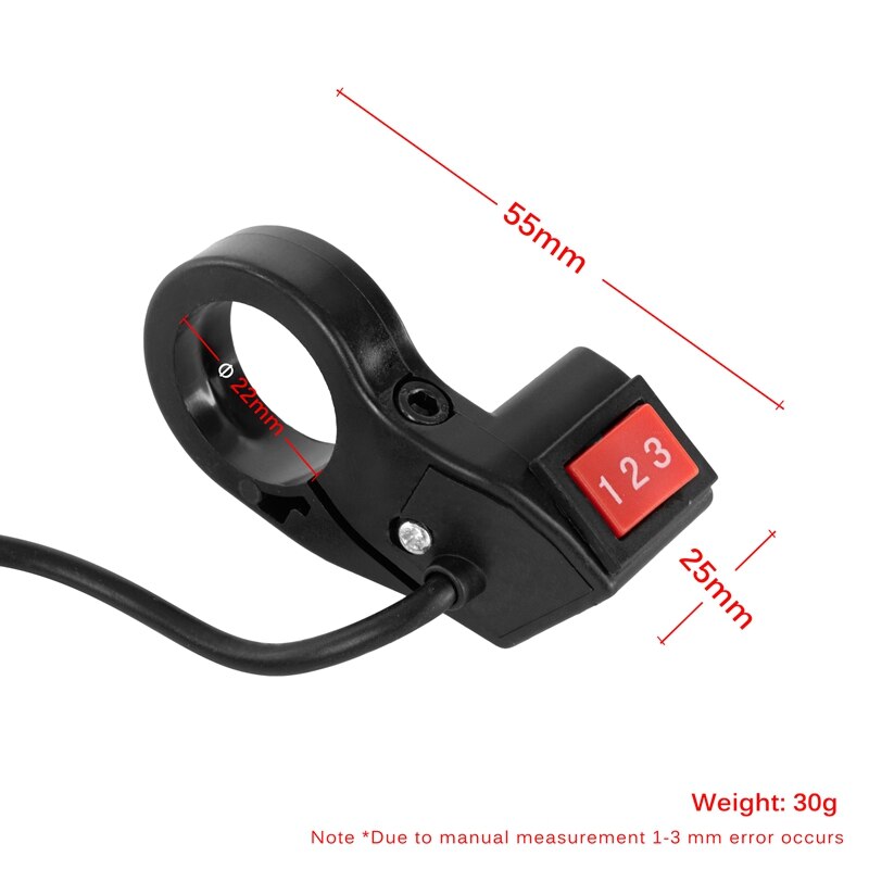 3 Gears Electric Bicycle Switch Button Three Speed Rocker Switch E-bike Scooter Handlebar Mounted Universal E-bike Accessory: Default Title