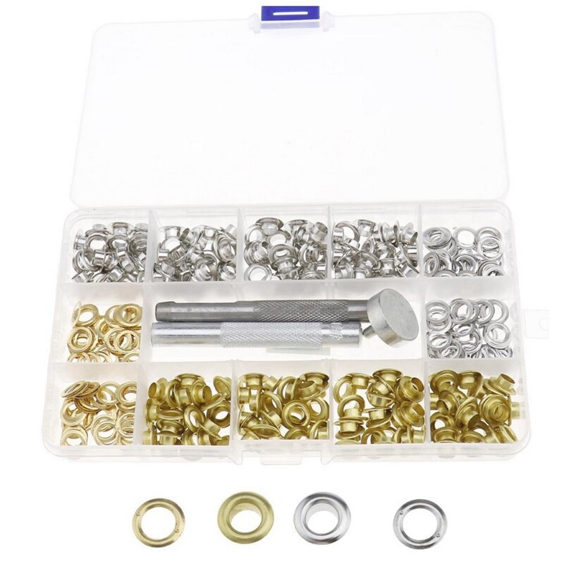 Kit De Ojales De 1/4 De Pulgada, 200 Juegos De Ojales Con Kit De Herramientas De Instalación De 3 Piezas Y Caja Para Zapatos, Ropa, Bolsa De Manualidades