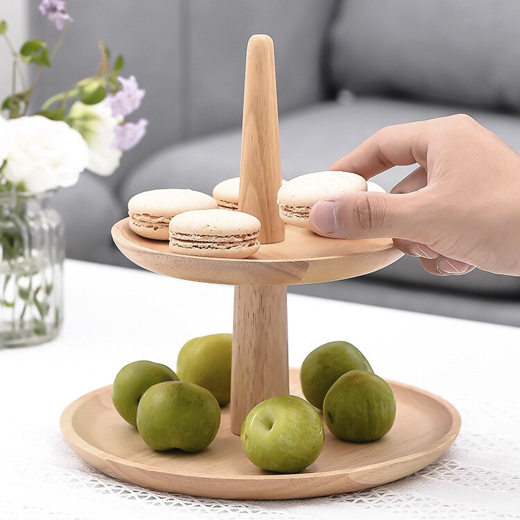 European-style Three-storey Plate Hotel Buffet Multi-layer Fruit Snack Snack Plate Solid Wood Fruit Shelf