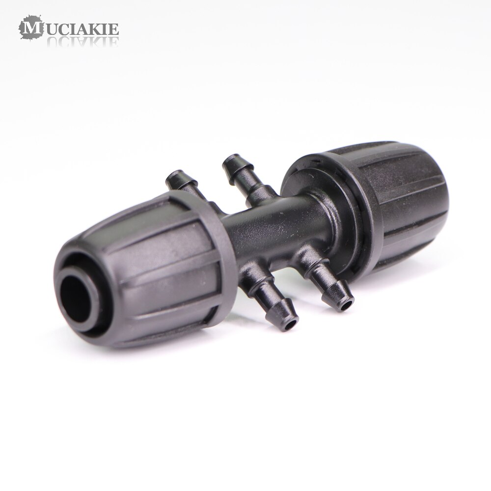 MUCIAKIE-conector de tubería de 16mm a 4/7mm, adaptador de agua de riego de jardín, 6 vías, tubo de polietileno a juntas de conector de micromanguera de 1/4 pulgadas