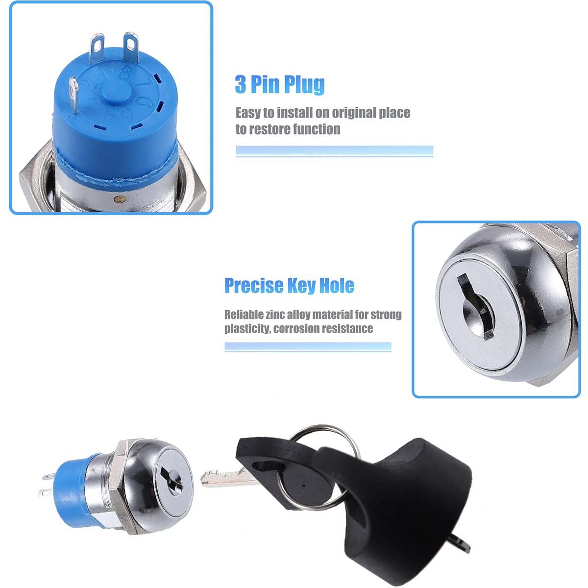 Electric Scooter Lock Ignition Switch Mobility Scooter Spare Start, Replacement Mobility Scooter Start On/Off Ignition Switch