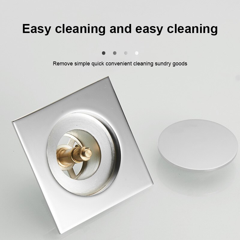Pop up dreno de assoalho latão cromado anti-odor banho drenos empurrar para baixo desodorização praça matte chuveiro capa plug 10*10*5cm