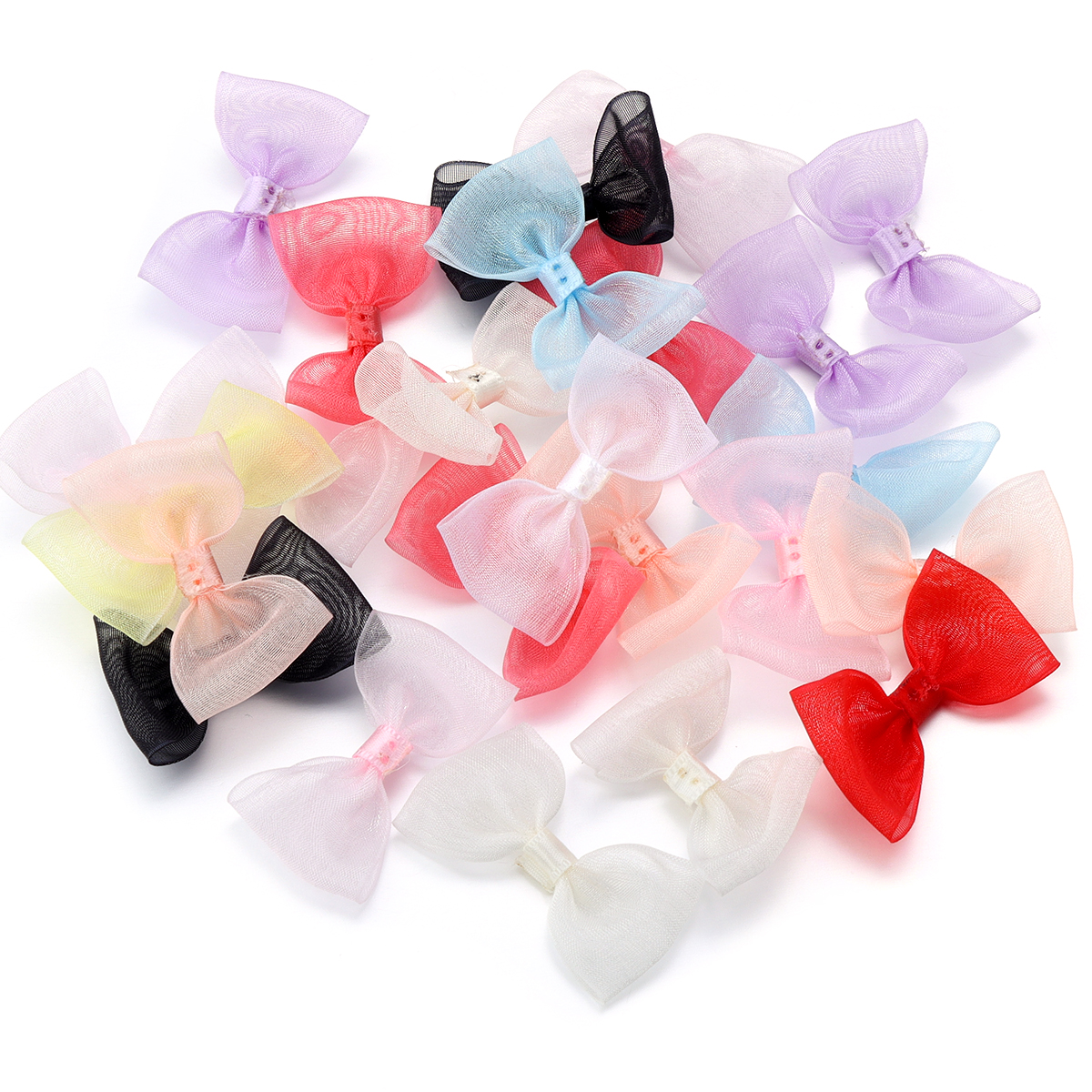 20 unids/lote lazos de cinta de satén 2,5 cm x 5cm lazo Multicolor pequeños lazos flor para manualidades accesorios de decoración para de Navidad: Níquel negro