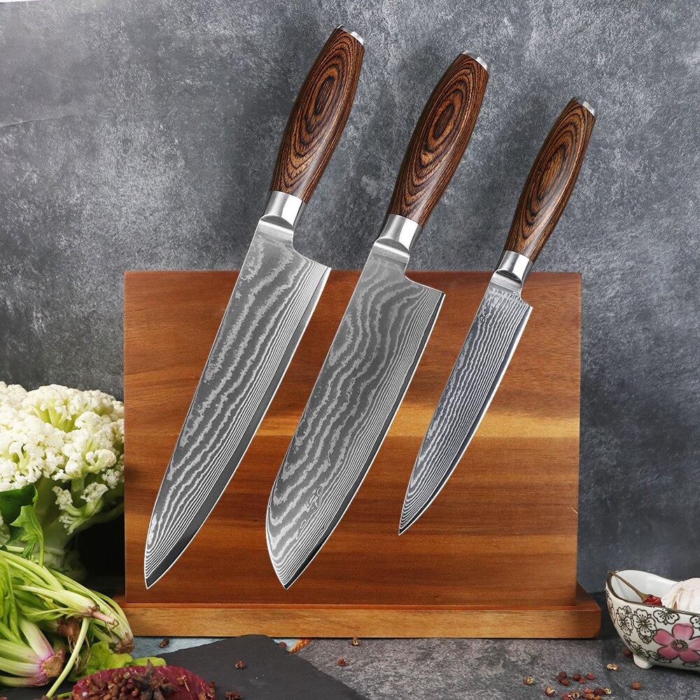 JUMCSONG-cuchillo de cocina para el hogar, utensilio de cocina de 67 capas, de acero damasco, para Chef, Santoku Nakiri Sashimi