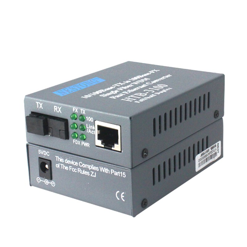 Convertidor de medios de fibra de Puerto SC HTB-3100AB-25KM A/B, 100Mbps, modo único, 25KM, 1 par