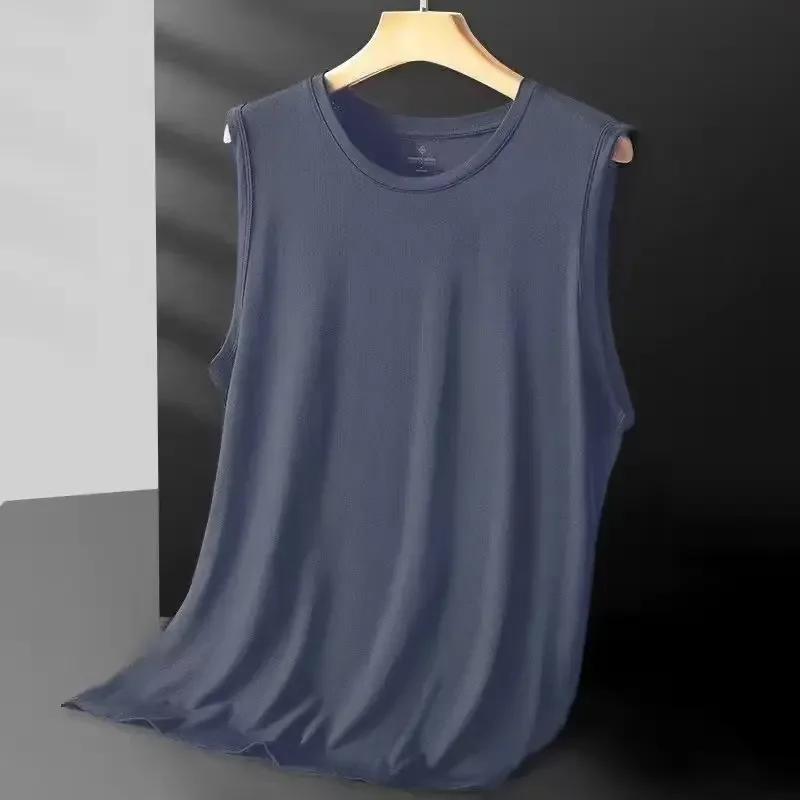 Herre issilke mesh vest let sports sommertøj ærmeløs t-shirt tanktop afslappet overtøj: L / Blå