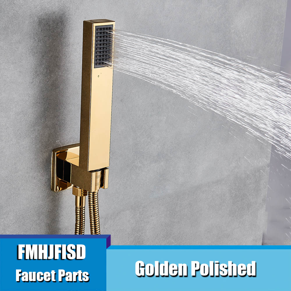 Universal Bathroom Handheld Shower Golden Water Saving Rectangle HandShower Head: Gold