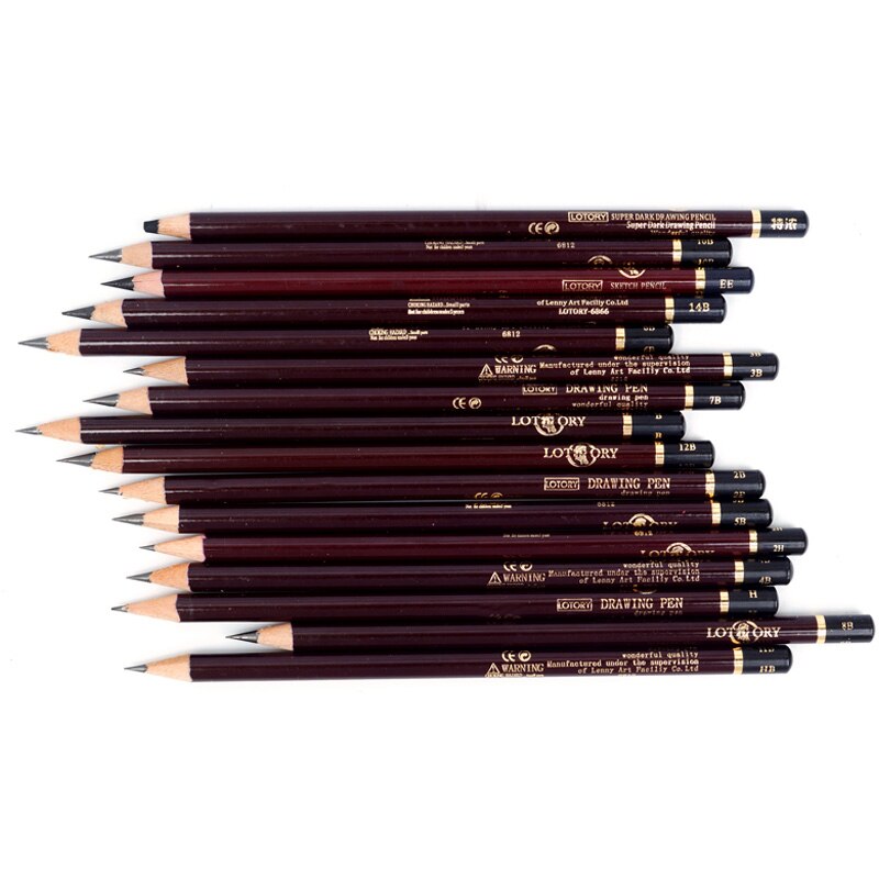 12Pcs/pack Drawing Pen Ultra Fine Line Marker Ink Black Sketch Pen 2H HB B 2B 3B 4B 5B 6B 7B 8B 12B 14B Art Marker Pencil