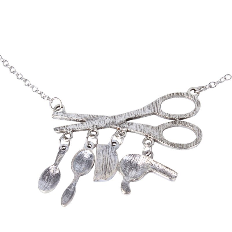 Design Vintage collana a forbice parrucchiere fascino collane e asciugatrice/forbice/pettine cosmetologibarbiere parrucchiere presente