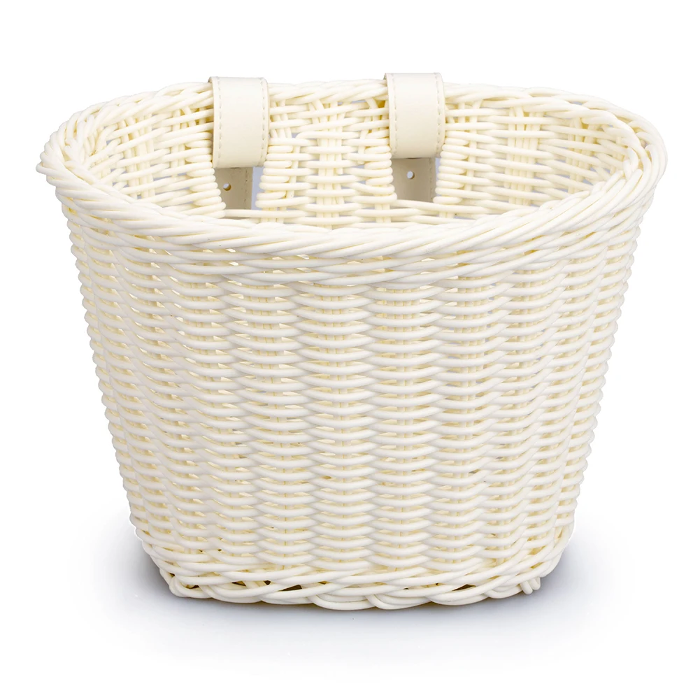 Woven Bicycle Basket Childrens Bike Front Handlebar Baskets Scooter Front Storage Pouch Foldable Removable Bicycle Bag & Pannier