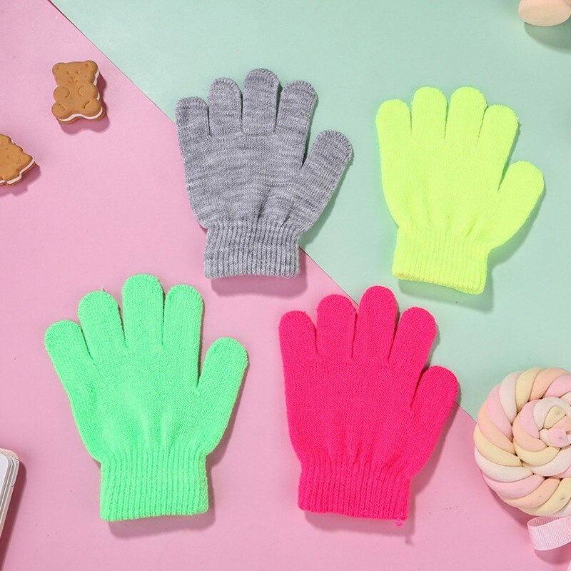 3-7years Children Winter Warm Gloves Baby Girls Baby Boys Toddler Knitted Student Kids Gloves