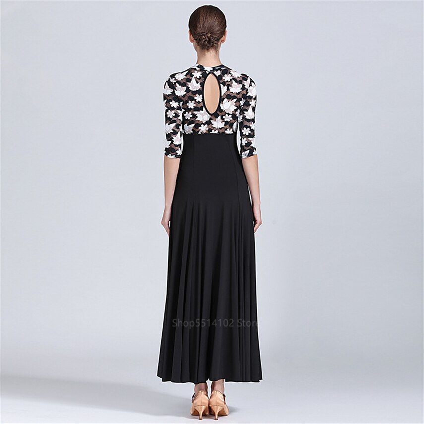 frauen Spanisch Flamenco Kleid Für Dame Zigeuner tanzen Felsen Kostüm Spitze Ahorn Blatt Stiching Große FlüGel Schwarz Leistung Vestido