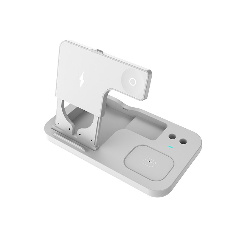4 In 1 Qi Draadloze Oplader Stand Draadloze Oplader Snel Opladen Voor Apple Horloge 6 5 4 3 21 se/Airpods Pro/Iphone 12 11 Xs Xr: White