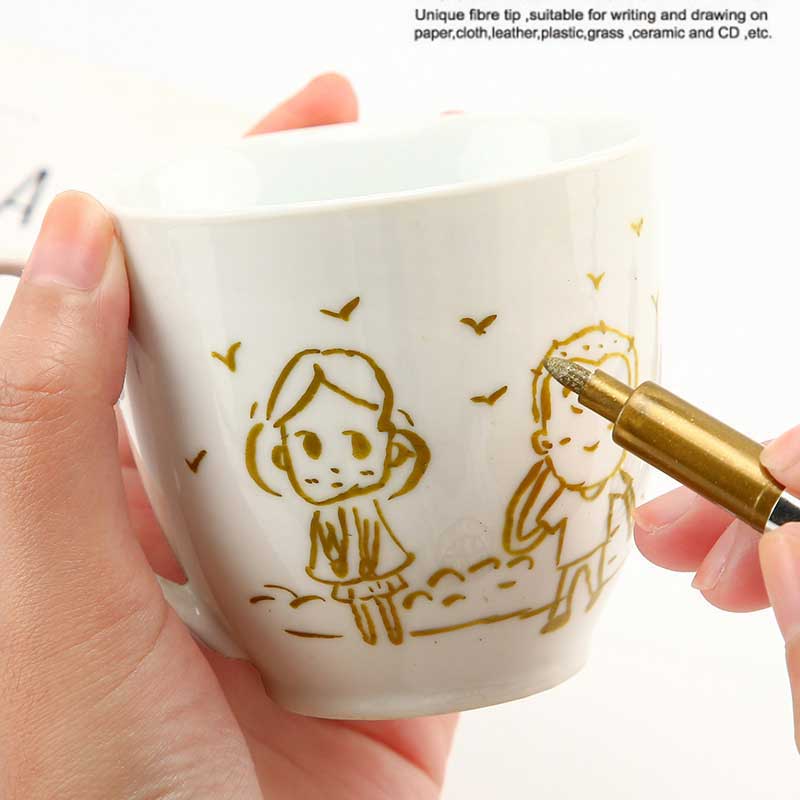 8 stk/sæt metal tuscher penne permanent maling diy metal tusch penne sharpie guld sølv farve håndværk pen kunst forsyninger