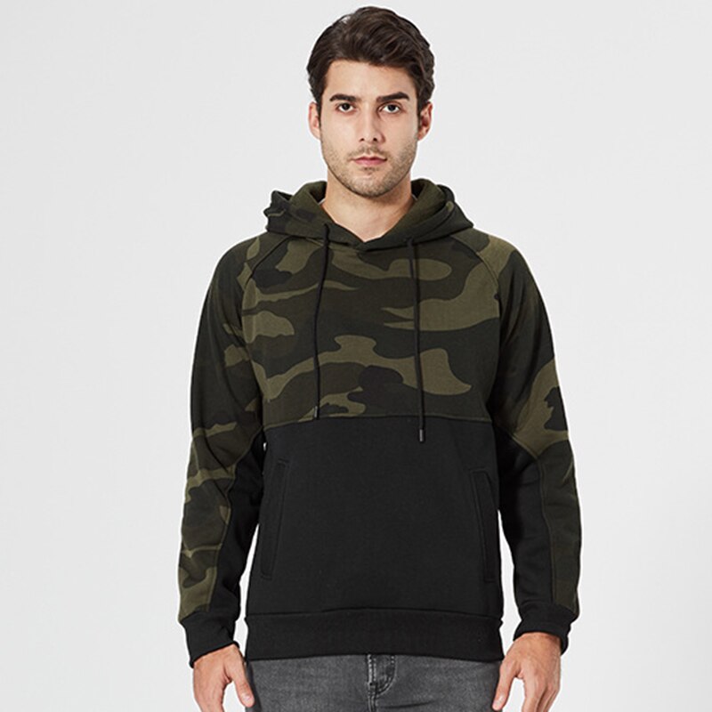 Primavera velo moletom para homens esportes quentes com capuz pulôver casaco camuflagem manga longa acampamento caminhadas casual moda livre: XXL / Black Camo