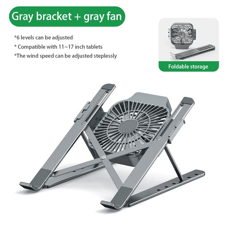 Laptop Stand for MacBook Air Pro Notebook Laptop Stand Bracket With Cooling Fan Foldable Aluminium Alloy Laptop for PC Notebook: Gray