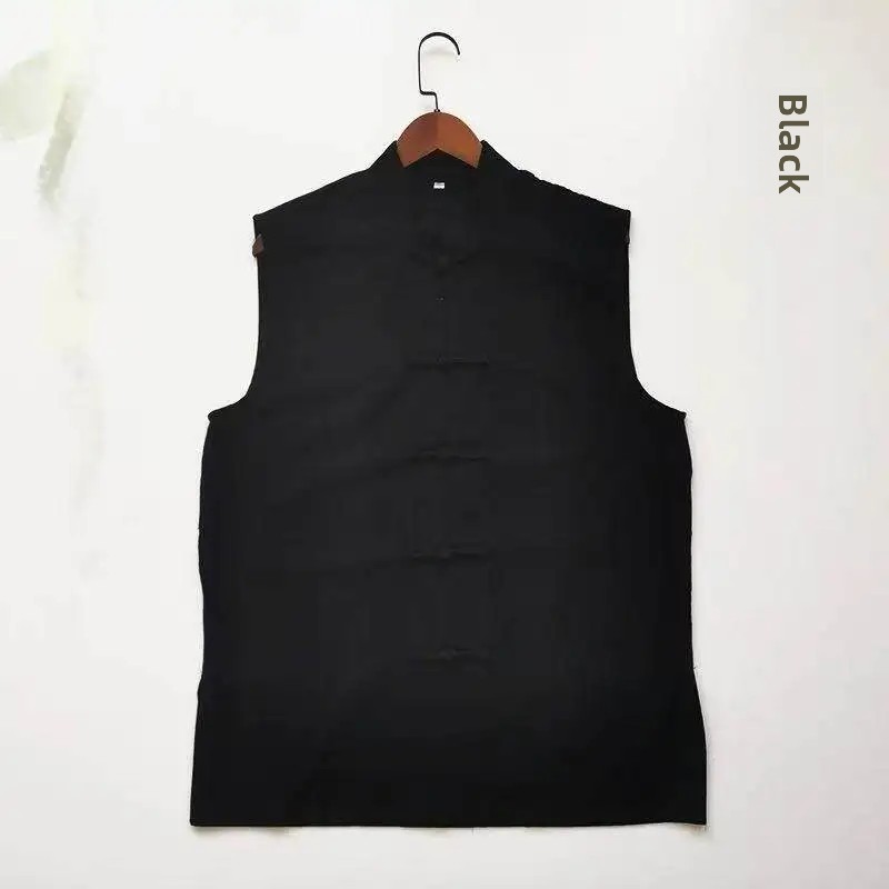 Losvallend katoenen linnen vest met knoopsluiting, plus size heren casual kleding, comfortabel, ademend, lichtgewicht topje
