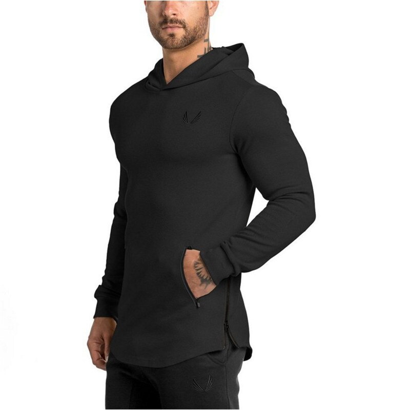 Mens Running Jackets Outdoor Sports Hoodies Jogging Hooded Hoody Sportswear Gym Tight Training Sweatshirts Fitness Jackets: Black / XXL