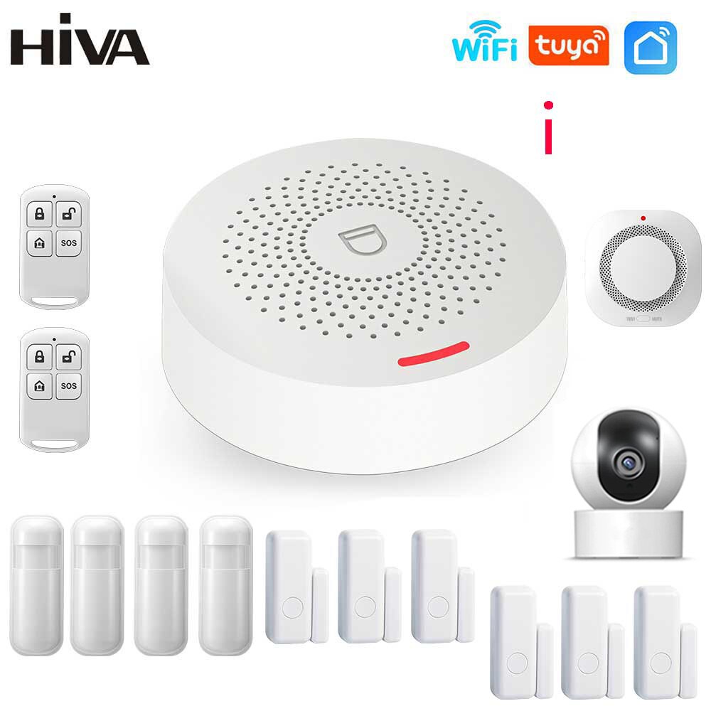 HIVA Tuya Smart Home Wifi Alarm System for House Business Garage Warehouse Wireless Safety Security Alarm work with Alexa