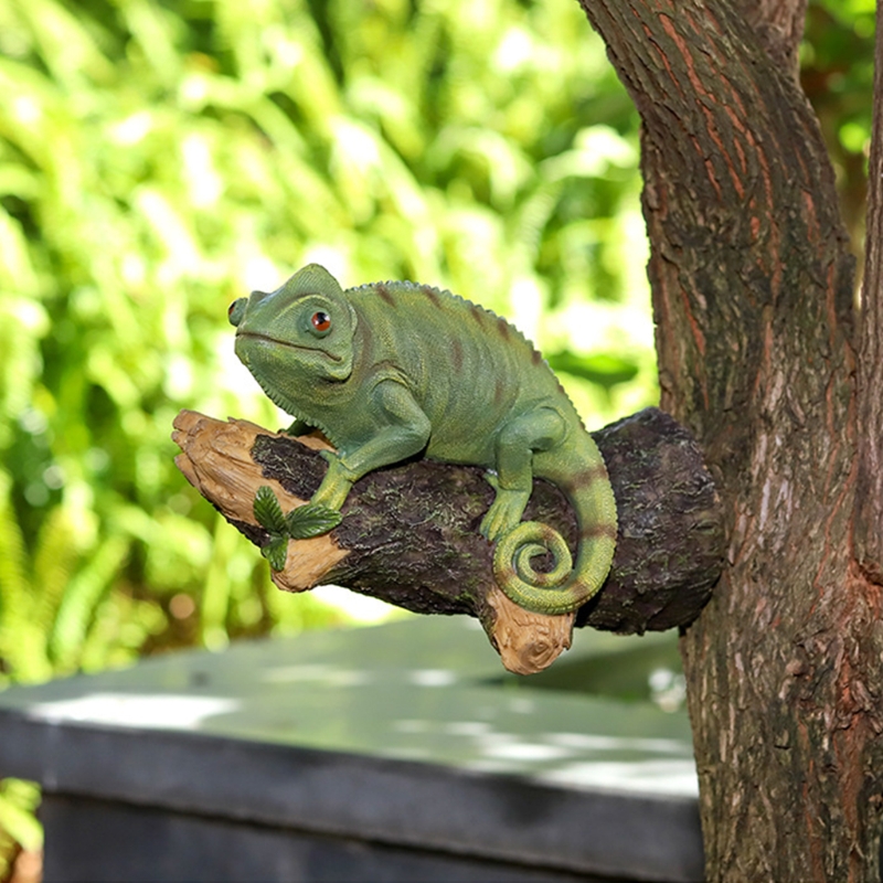 Resin Dragon Statue Wall Mounted Lizard DIY Outdoor Garden Tree Sculpture Decor