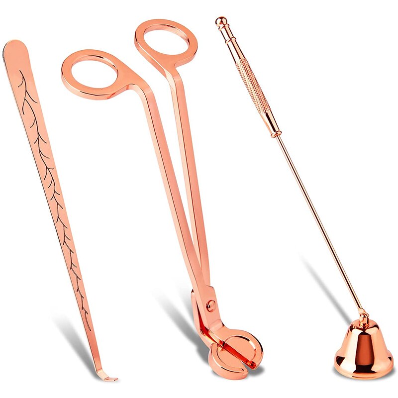 3 in 1 Candle Tool Kit for Scented Candles Lovers Candle Accessory Set Candle Wick Trimmer Set Candle Cutter Candle Wick Dipper: set B rose gold