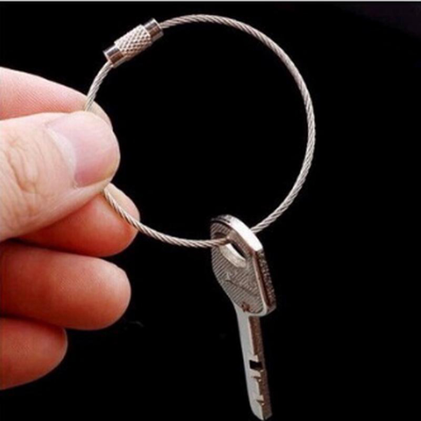 Porte-clés en acier inoxydable pour hommes et femmes, porte-clés simple, gadget de verrouillage par câble métallique, accessoires de clé, 100mm, 150mm, 200mm, , 10 pièces