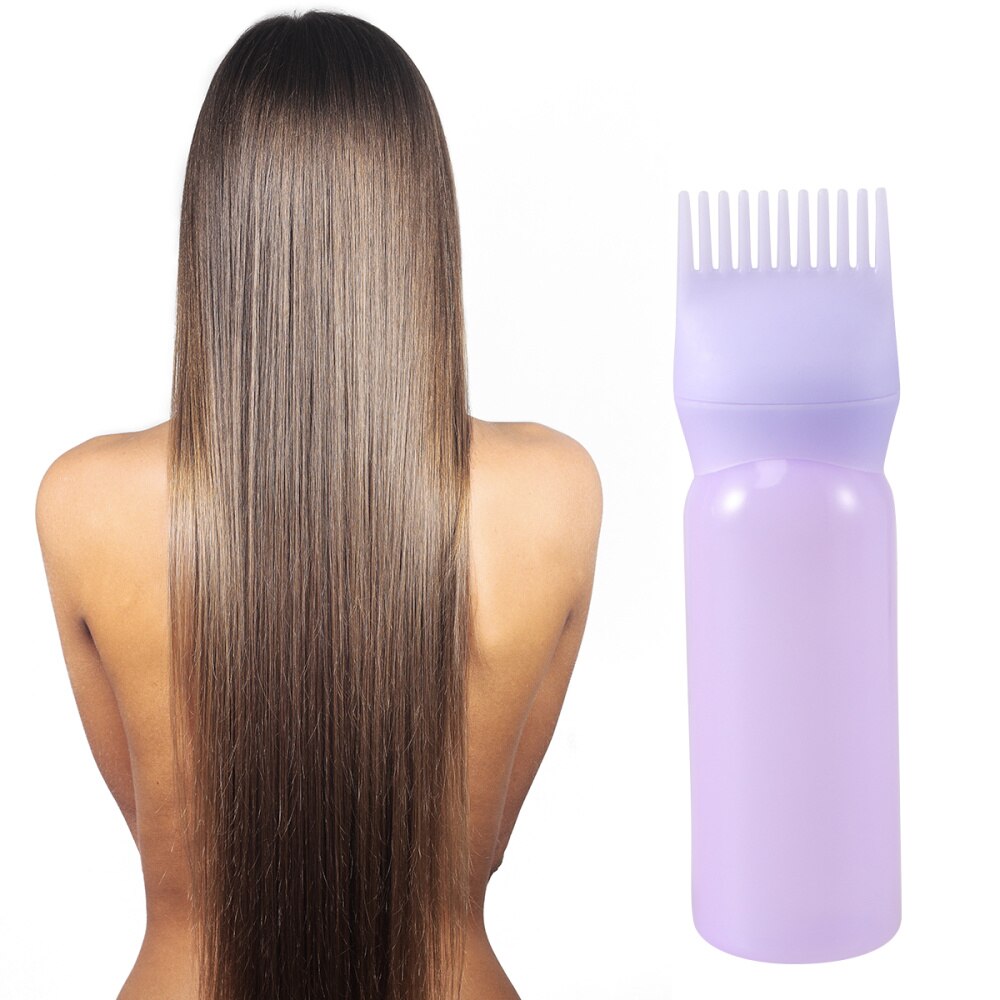 3Pcs Haarverf Fles Applicator Kam Doseren Met Afgestudeerd Schaal Salon Haarkleuring Verven (Wit Paars)